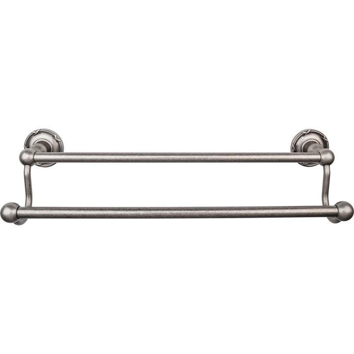 Top Knobs - Edwardian Bath Towel Bar Double - Ribbon Bplates 18" Antique Pewter